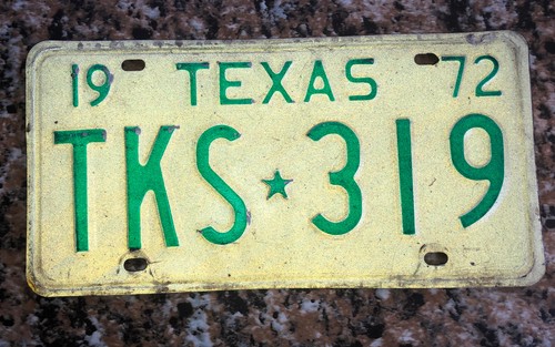Vintage 1972 Texas License Plate Green On White TKS319