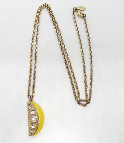 Ann Taylor signiert zitronengelb Keilabsatz lang goldfarben Damen Schmuck Anhänger Halskette