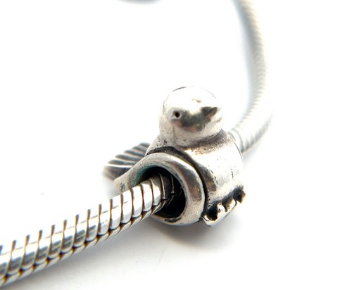 7.25” Pandora Snake Chain Bracelet w/ Bird Charm & 14k Gold Bird Cage #791114 - Picture 6 of 10