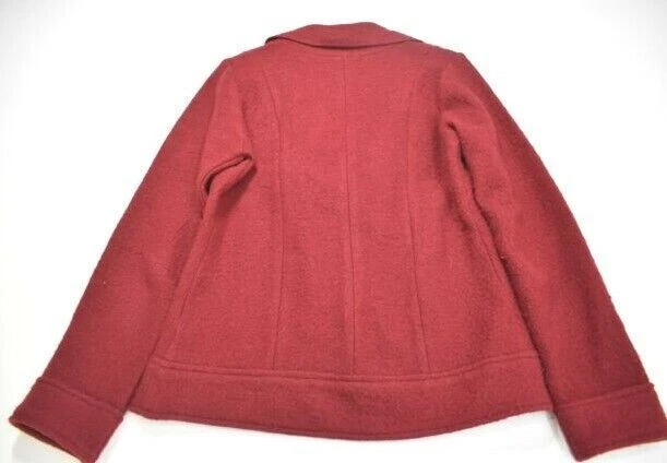 Elena Solano Womens Red Ruffle Collar 2-Button Long Sleeve Wool Jacket Coat S - Image 2 of 4