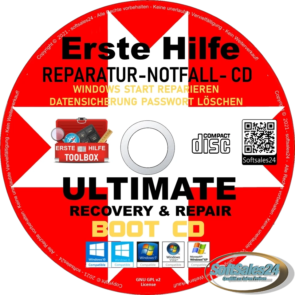 ✅ PC NOTFALL REPARATUR RECOVERY SICHERUNGS BOOT CD + USB STICK COMBO PAKET 2IN1 - Bild 3 von 4