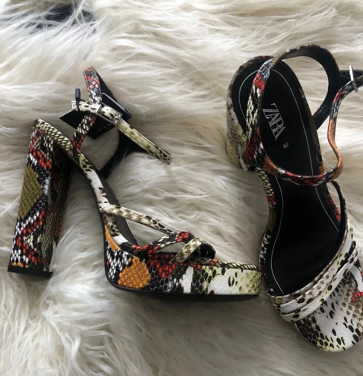 Zara Animal Print High Heel Sandals Shoes. UK 7 eBay