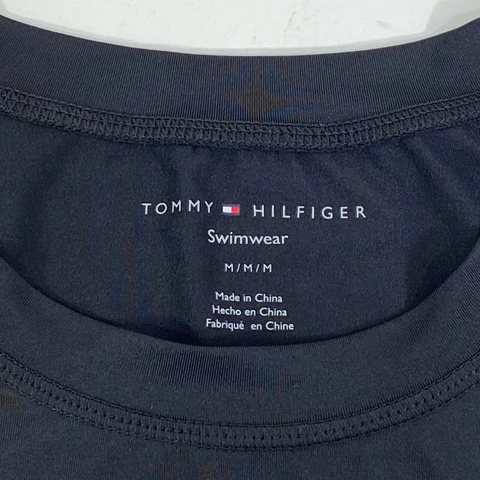 Tommy Hilfiger Swimwear Black Long Sleeve Top Swimsuit Coverup Logo Women M - Image 3 of 4