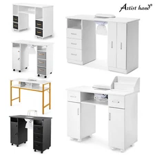 Artist hand Black/White Manicure Table Nail Makeup Desk Beauty Salon w/Wrist Pad