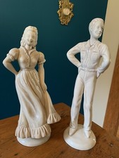 VINTAGE PAIR OF ROSELANE CALIFORNIA POTTERY SQUARE DANCE FIGURINES MINT!