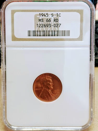 1945 S 1C NGC MS66 RD Lincoln Wheat Penny