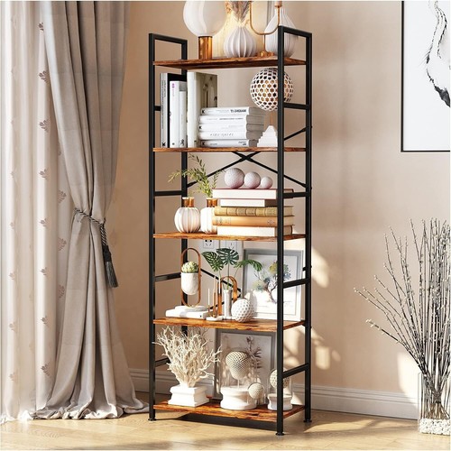 Freestanding 5-Tier Bookcase in Matte Black - Stylish & Sturdy Storage Solution - Picture 3 of 8