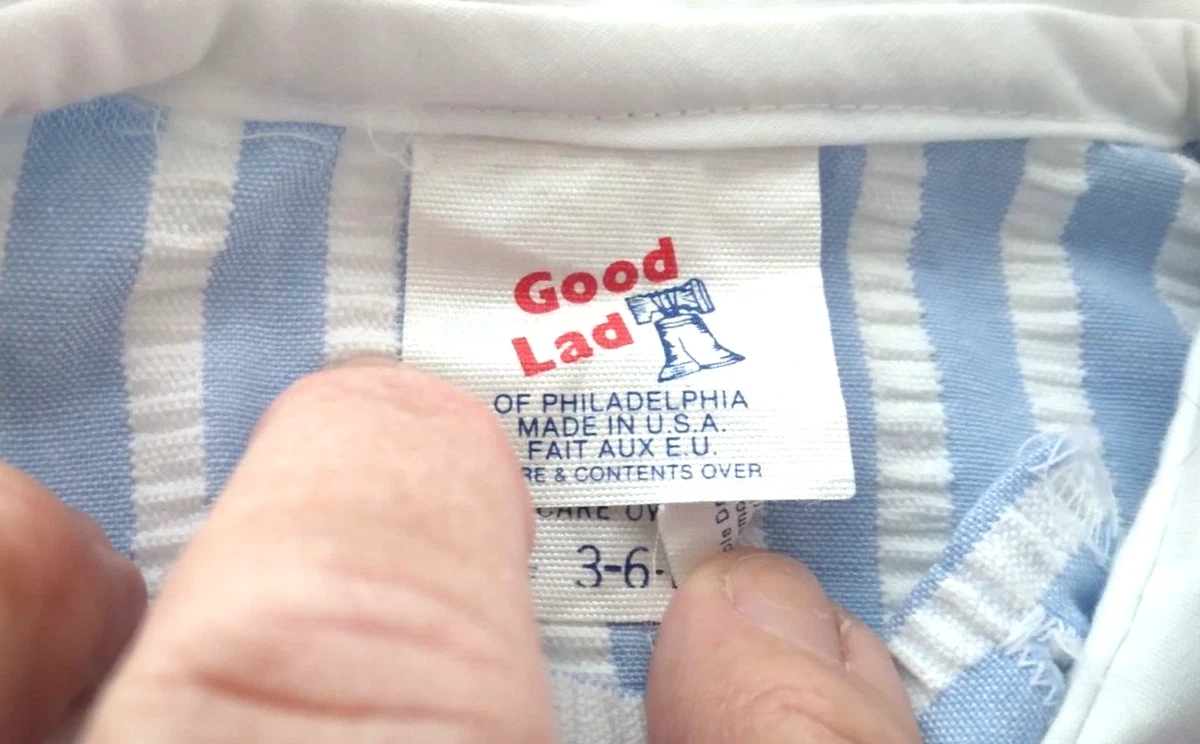 Good Lad Vintage 3-6m onepiece shorty Sailor Suit, seersucker
