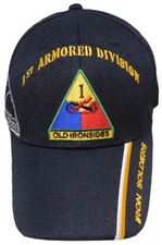 NEW! US ARMY 1ST ARMORED DIVISION OLD IRONSIDES CAP HAT BLACK