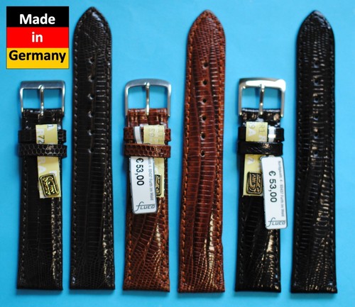 Wrist Watch Band Real Teju Lizard 18 And 20 MM Braun Black Made in Germany /51
