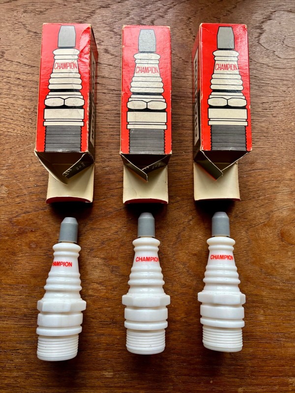 Three Vintage Champion Spark Plug Avon Aftershave Bottles Collectable