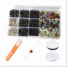 620pcs Chakra Beads Lava Stone Rock Colored Volcanic Stone ite Gemstone Loose Be