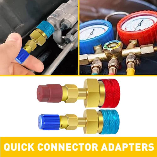R134a R1234yf to Connector Adapter Quick Coupler Hoses Fitting Low/High Auto A/C deal from eBay