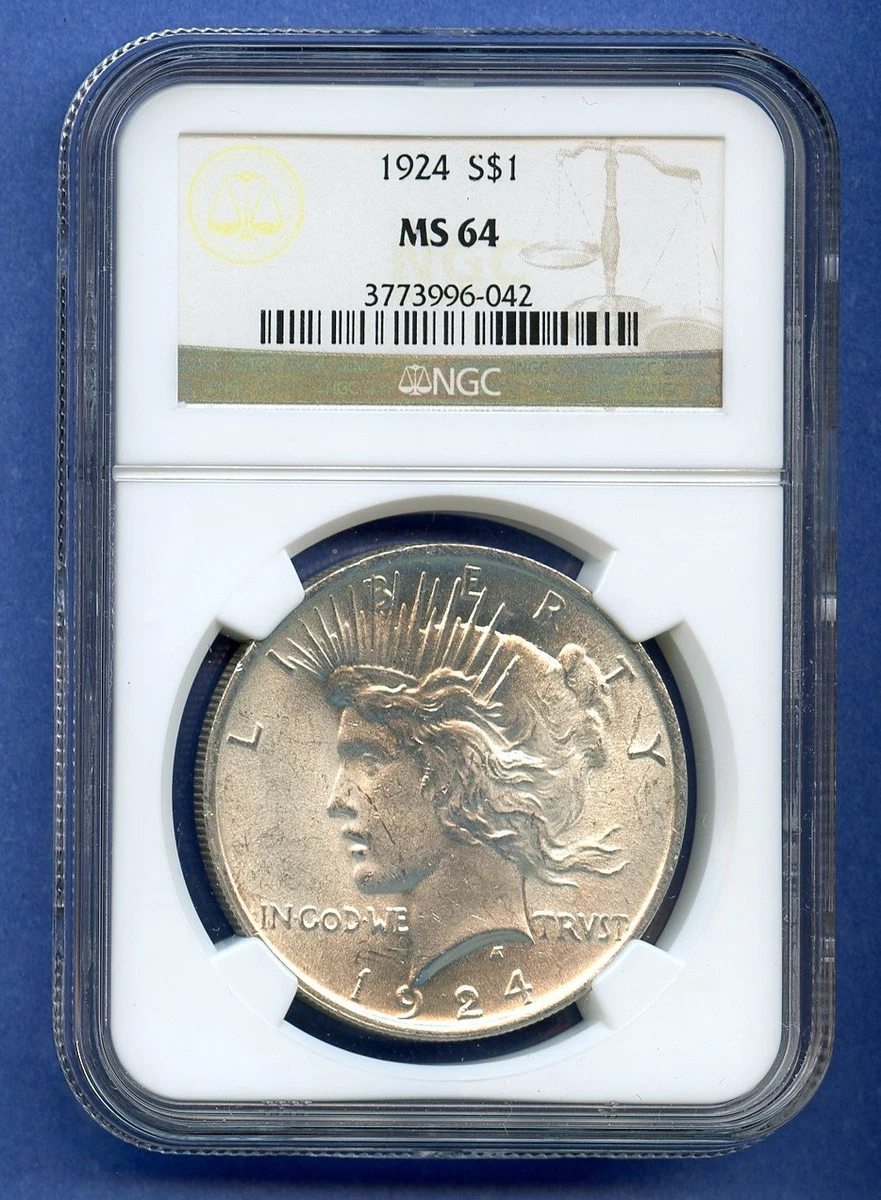 MS 64 Graded 1924 Year NGC Certified Peace Dollars (1921-1935) for