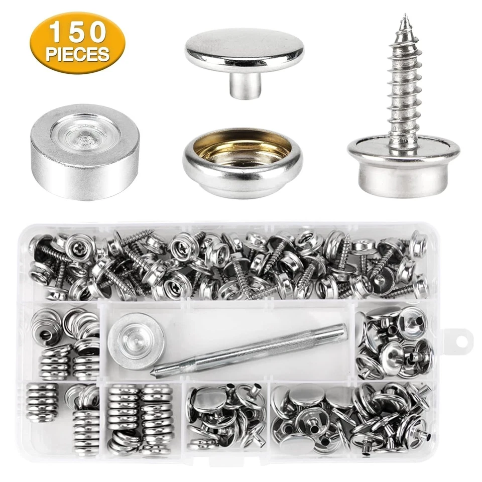 Canvas Snap Kit 150 PCS Marine Grade 3/8" Stainless Steel Snaps with Tool - Image 4 of 4
