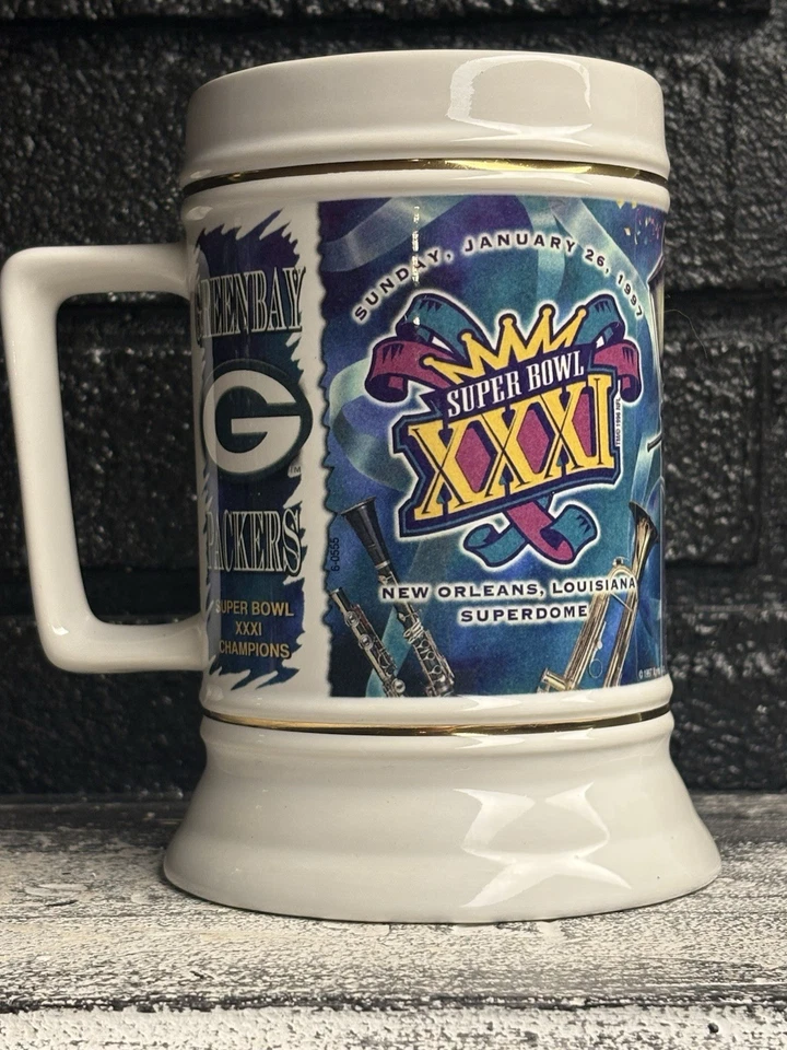 Taza Stein Bourbon St Vintage NFL Green Bay Packers Super Bowl XXXI Foto 3 de 4