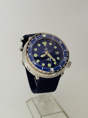 Mens Luxury Blue Divers Watch 300m WR NH35 (SEIKO TMI) Automatic Movt NATO - 第 9/17 張圖片