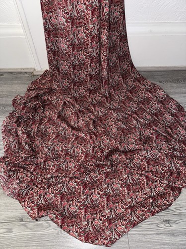 Mint Red Orange Paisley Viscose Fabric 58'' PRICE PER METER - Picture 2 of 2