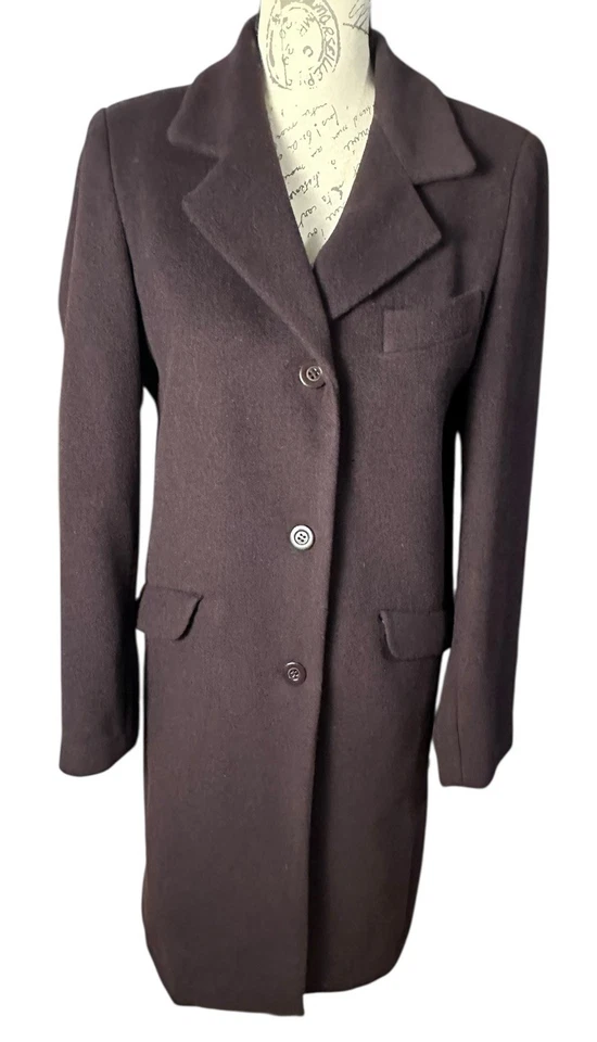 Abrigo Hennes Mujer Lana y Cachemira Botón Frontal Forrado Bolsillos Talla 8 Foto 4 de 4