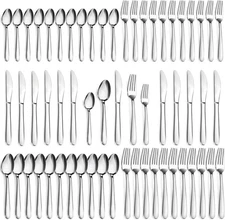 60 Piece Silverware Set for 12, Premium Stainless Steel Flatware Mirror Polished