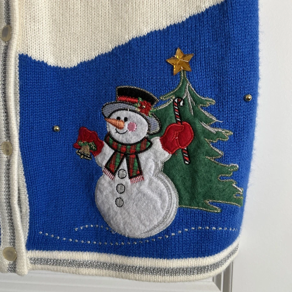 Chaleco Suéter BLANCO STAG Navidad Bordado Mujer Talla S Foto 2 de 4