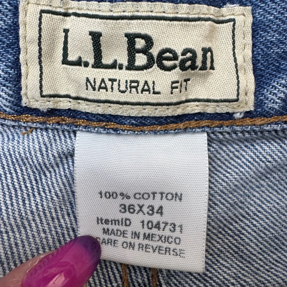 LL Bean Men's 36x34 Natural Fit Jeans Blue Denim Cotton Relaxed Casual Classic - Image 3 of 4