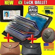 Lock Wallet Slim Men Women Secure RFID Blocking Money Credit Card Holder Wallet