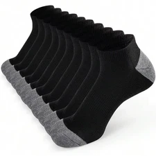 30 Pairs Men’s Black Low Cut Socks Cotton Blend Breathable Ankle Sock