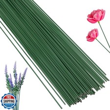100 Pcs Floral Stems Wire for Paper Flower,14 Inch 2 Gauge Dark G