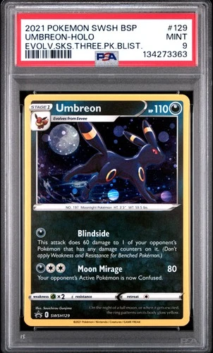 2021 POKEMON SWSH BLACK STAR PROMO #129 UMBREON-HOLO PSA 9