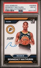 2022-23 Panini Donruss Bennedict Mathurin Next Day Autographs RC Auto PSA 8 SSP