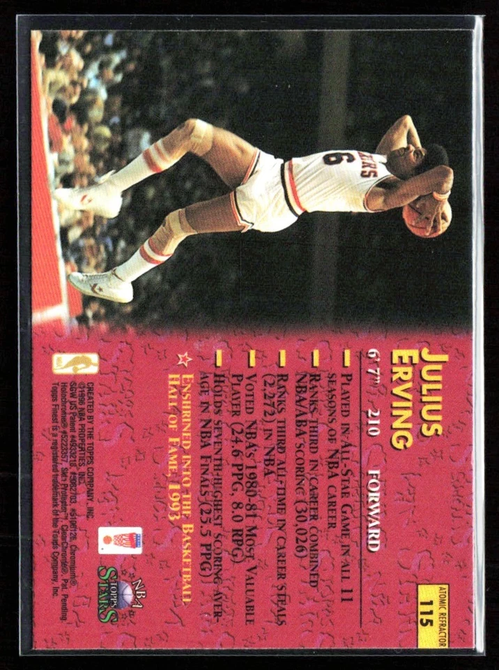 Julius Erving 1996-97 Topps Stars Atomic Refractor #115 Philadelphia 76ers - Image 2 of 2