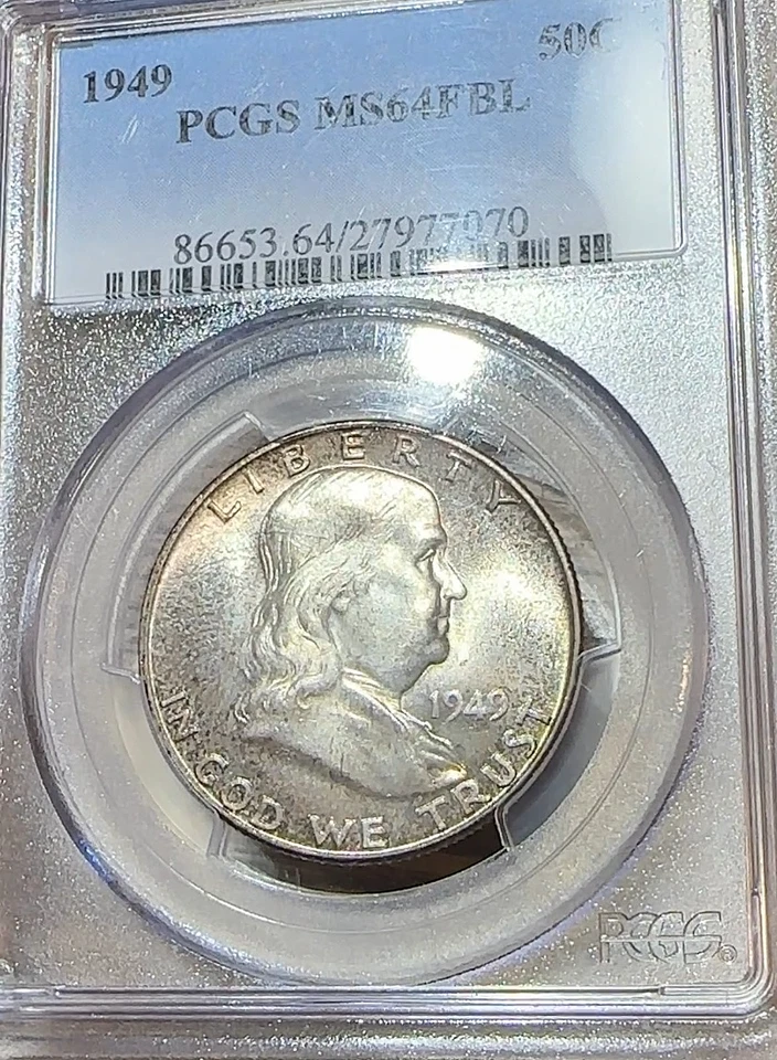 1949-P,D and S Franklin Halves All PCGS MS64 Gorgeous Trio CHRC - Image 2 of 4