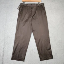 Dockers Premium Dress Pants Men's 33X30 Brown Flat Front Relaxed Fit Career NWT