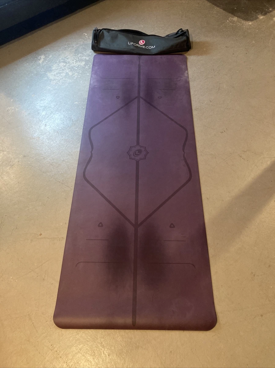 Liforme Yoga Mat Purple Earth and Gray Case with Strap Rare