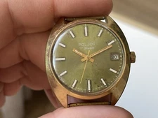 Vintage Watch Poljot AU10 Gold Plated Mechanical 17 Jewels Men's