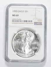 MS69 1995 American Silver Eagle NGC Brown Label