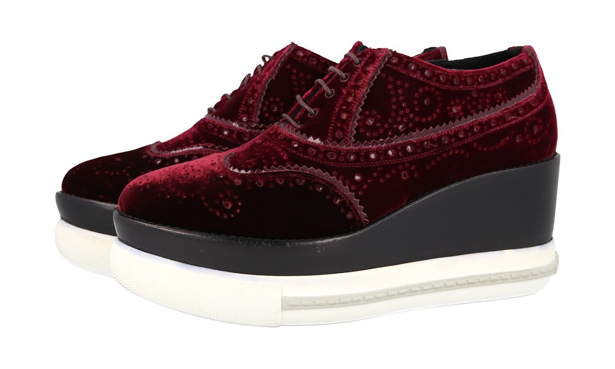 MIU MIU ロコミニスカト MG2241SOOO1UPX F0065 LUXURY MIU MIU BY PRADA LACE-UP SHOES 5E661A RED VELVET US 7