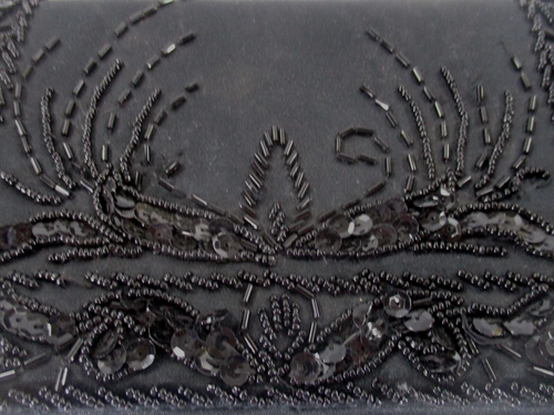 UK Designs Ladies Black Beaded Shoulder Strap Clutch Purse Click Close 21.5x14cm - Picture 7 of 14