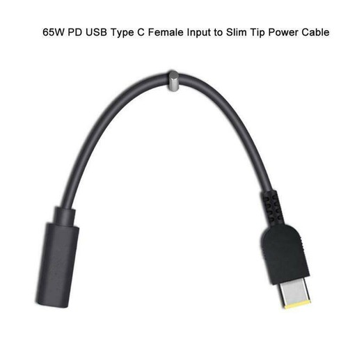 65W USB C PD TypeC Female to Slim Tip Power Charging Cable for Lenovo Thinkpad M - Picture 4 of 6