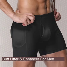 Men Shapewear Padded Enhancer Butt Lifter Boxer Briefs Underwear Shaper Shorts
