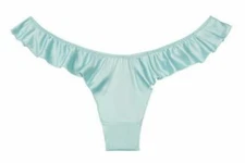 Victoria's Secret Dream Angels French Cut Ruffled Smooth Satin Thong Large NWT