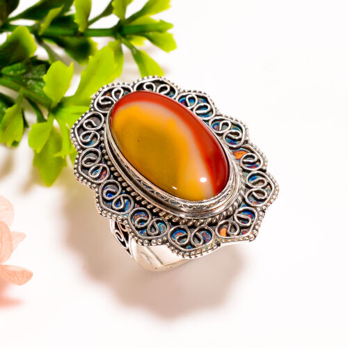 Mookaite Gemstone Vintage Handmade Jewelry .925 Silver Plated Ring 9 US GSR4733 - Picture 1 of 2