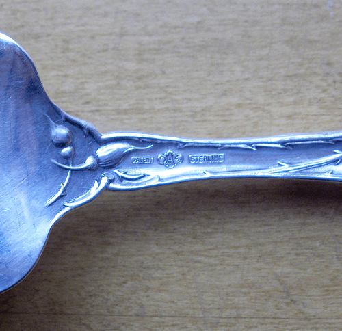 Alvin Bridal Rose sterling silver large cold meat fork~1903~Art Nouveau floral - Picture 7 of 7