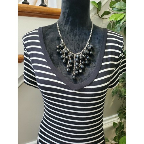New Directions Women's Black Polyester Short Sleeve V-Neck Knee Length Dress XL - Picture 2 of 10