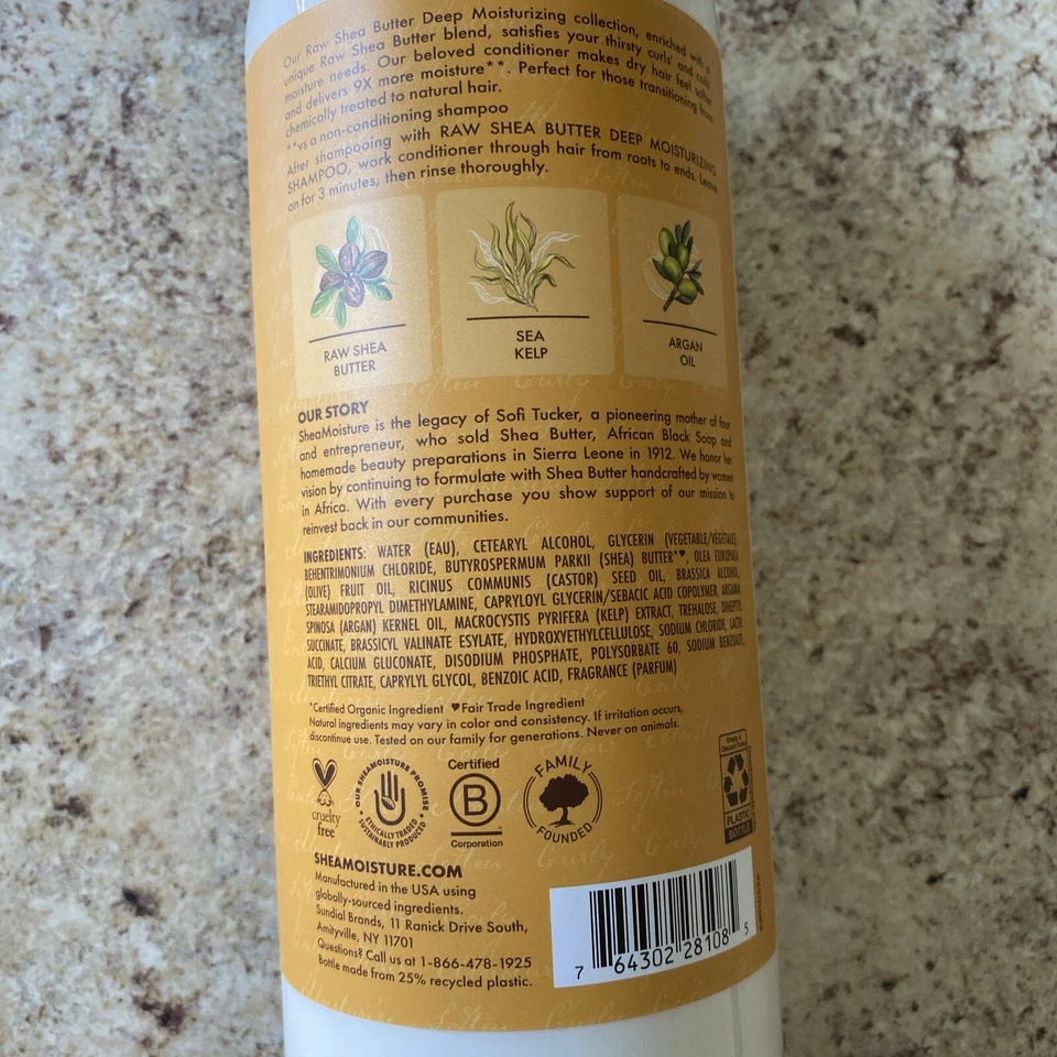 Acondicionador Hidratante Profundo Raw Shea Moisture para Unisex - 34 FL OZ Foto 3 de 4