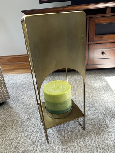 Tall Mid Century Modern Brass Large Candle Holder 21.5”x8”x8” FLAW - Picture 14 of 19