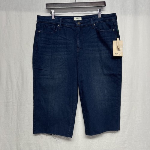 NYDJ Womens High Rise Bermuda Jean Shorts Size 16 Dark Wash Denim Lift Tuck 80s