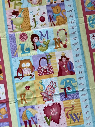 Benartex Curiosities by Nancy Halverson - Panel Girl Kid Alphabet Fabric - Picture 4 of 4