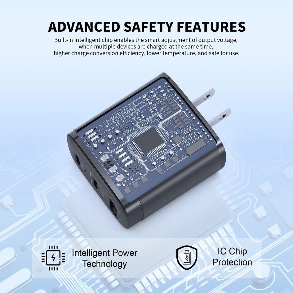 Cargador de viaje rápido de pared Esoulk 40 W adaptador PD/QC USB-C para iPhone y Android Foto 3 de 4
